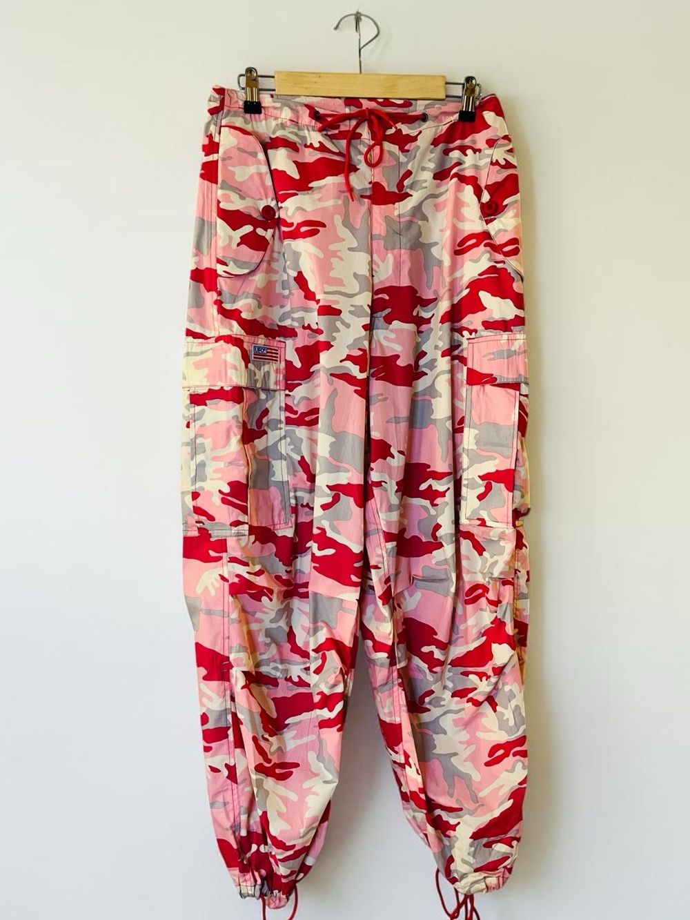 Y2K UFO Pink Camo Cargo Wind Pant Hip-hop Rave Streetwear